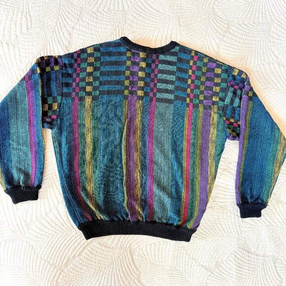 Vintage 80s Bianculli Neon Geometric Maximalist Women's Sweater Size L RARE - Picture 14 of 17
